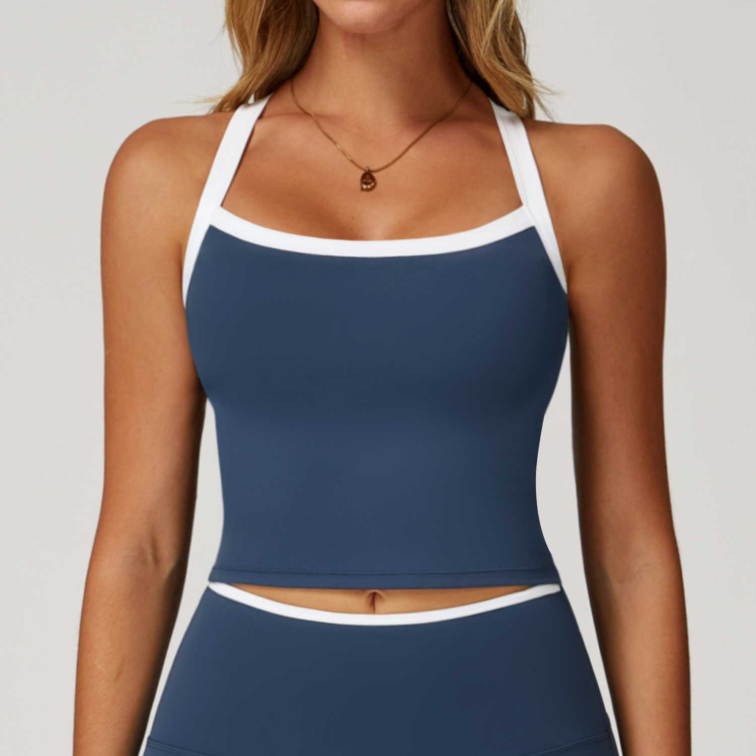 Color Block Hollow-Out Back Yoga Vest 2027