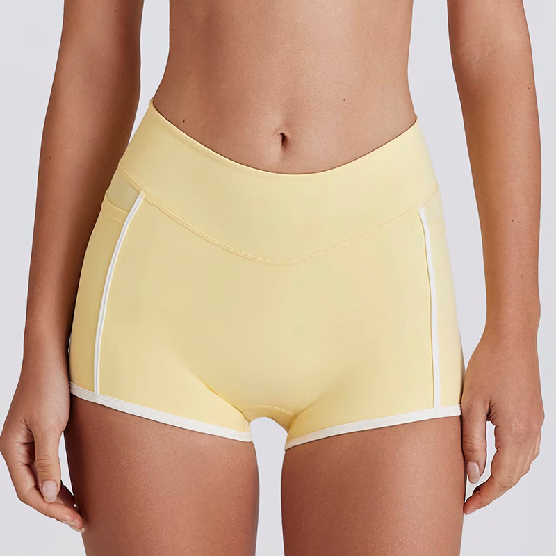 Casual Slim-Fit Color-Block Striped Yoga Shorts SKL-QY-K4598