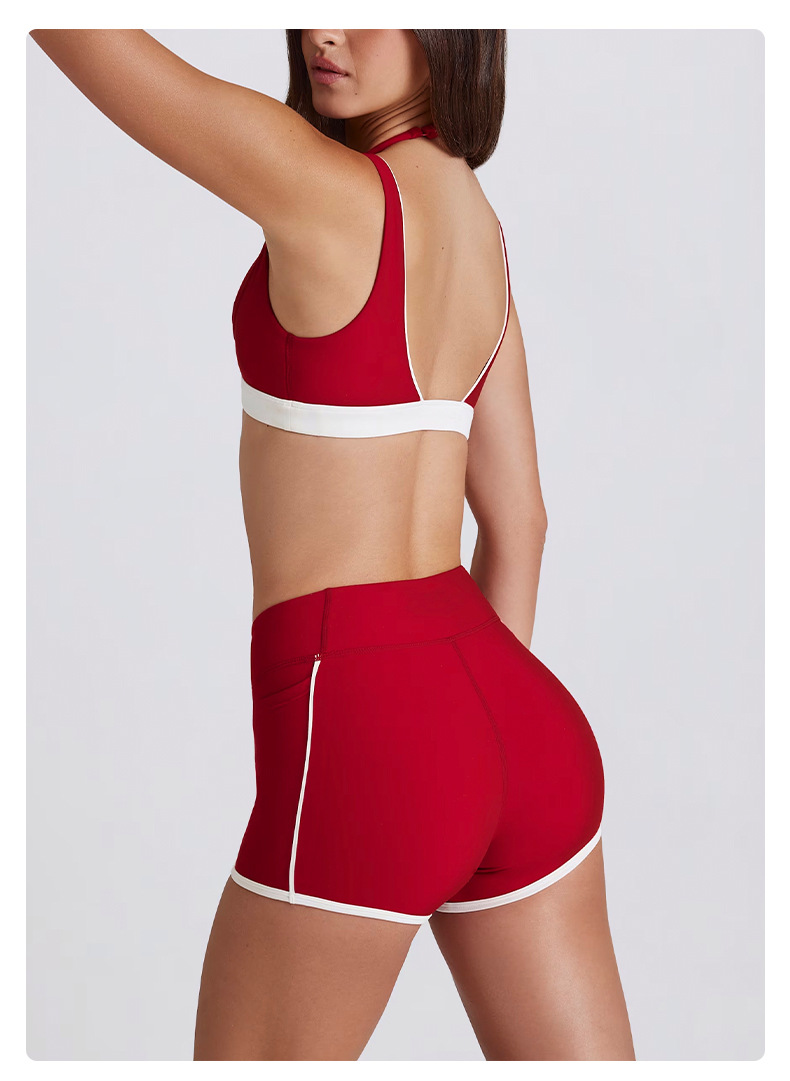 Casual Slim-Fit Color-Block Striped Yoga Shorts SKL-QY-K4598