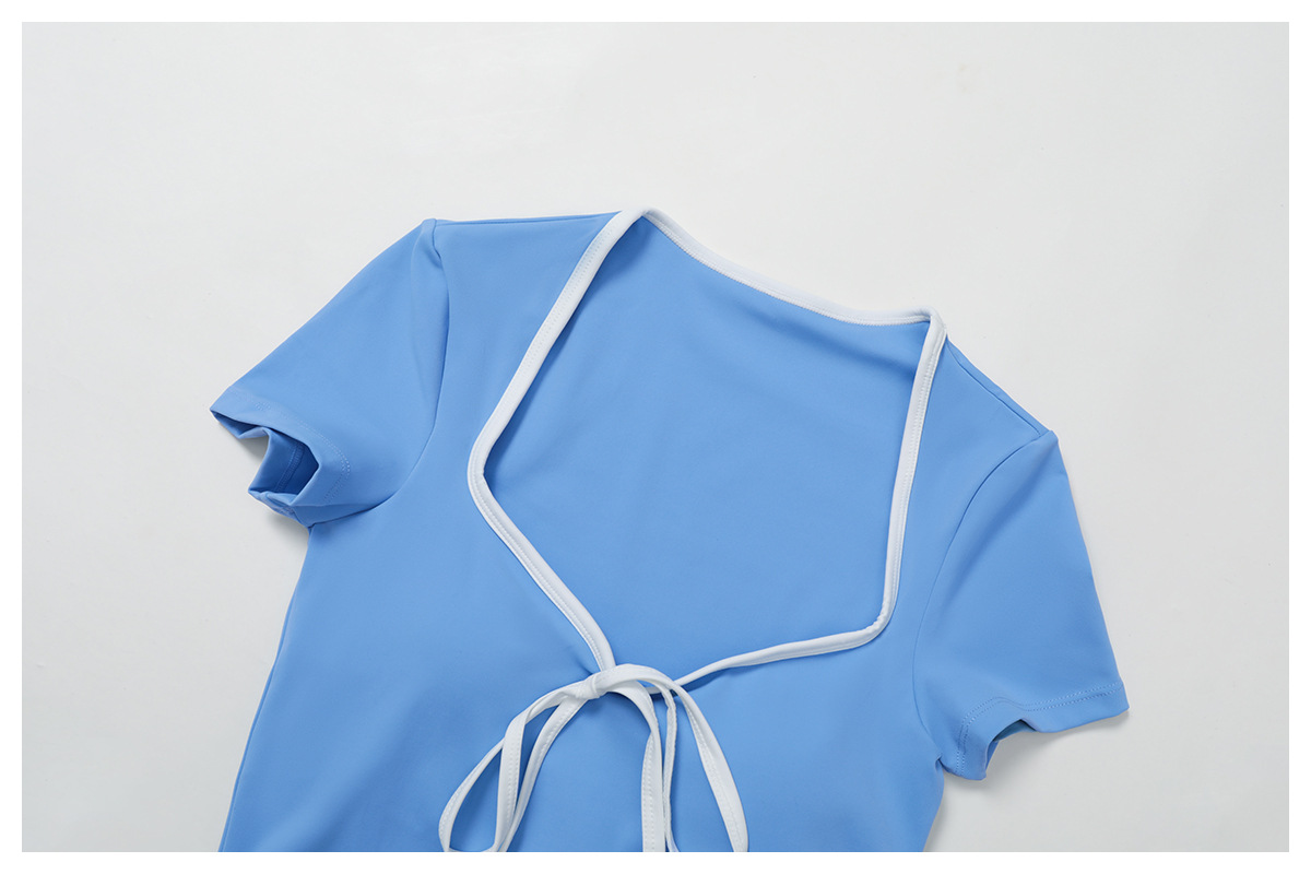 Color Block V-Neck Slim Fit Sports Top 2017