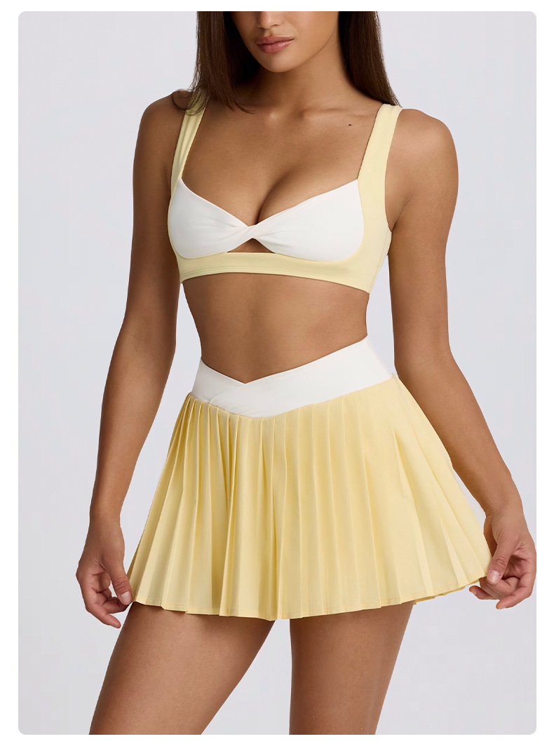 Casual Pleated Skirt Breathable Two-in-One High-Waist Fitness Short Skirt SKL-QY-K6539