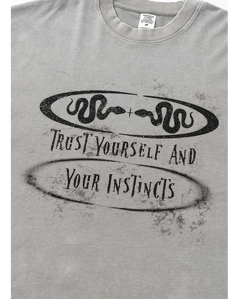 Washed Distressed Printed Short Sleeve T-Shirt BE7530