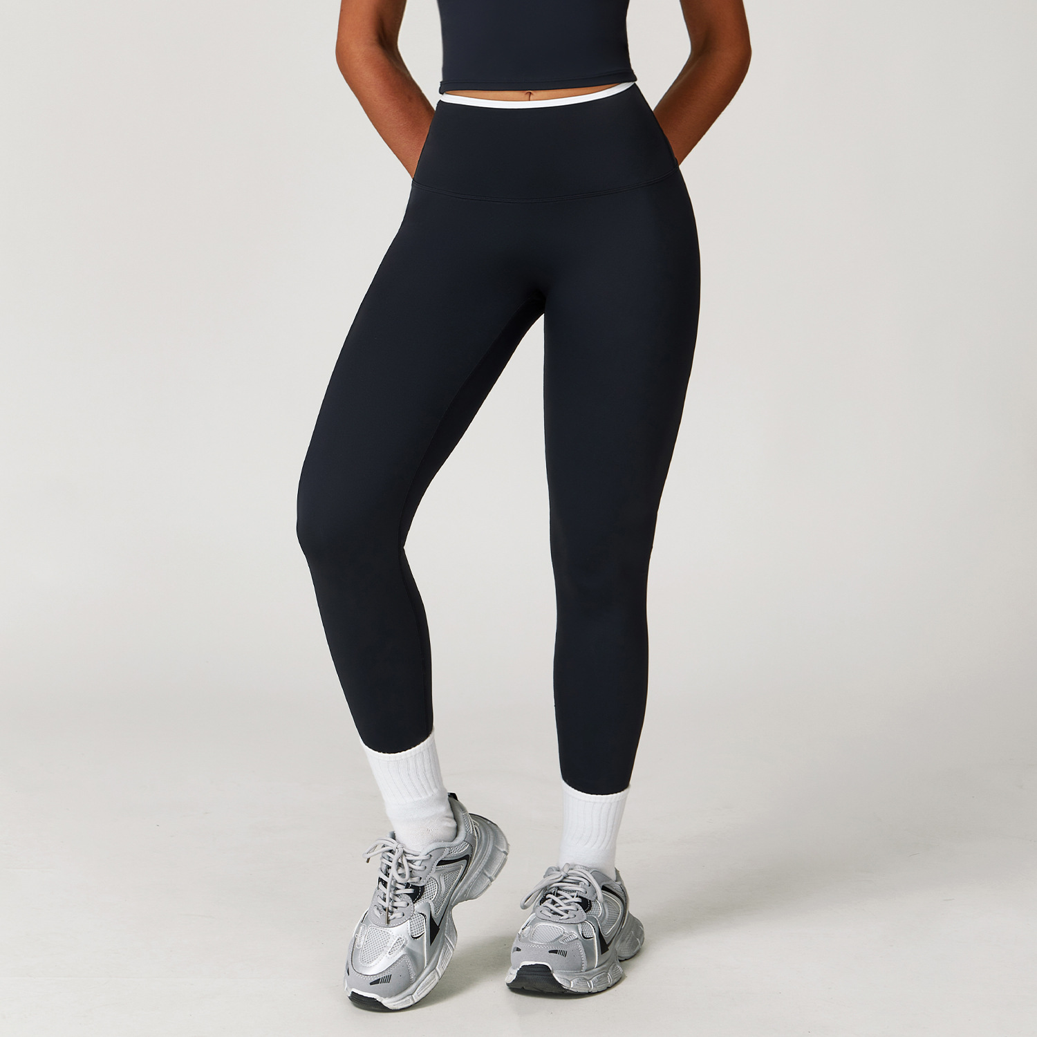 High-Waist Color Block Quick-Dry Fitted Sports Leggings 9238