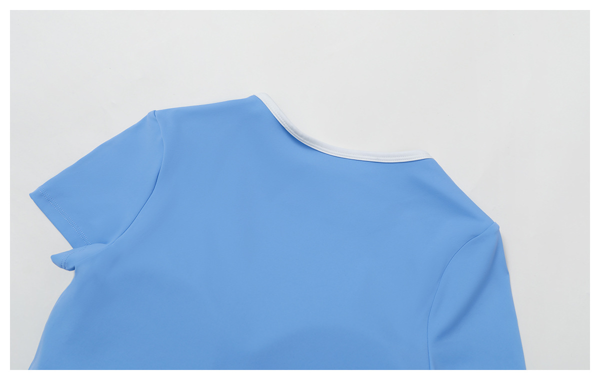 Color Block V-Neck Slim Fit Sports Top 2017