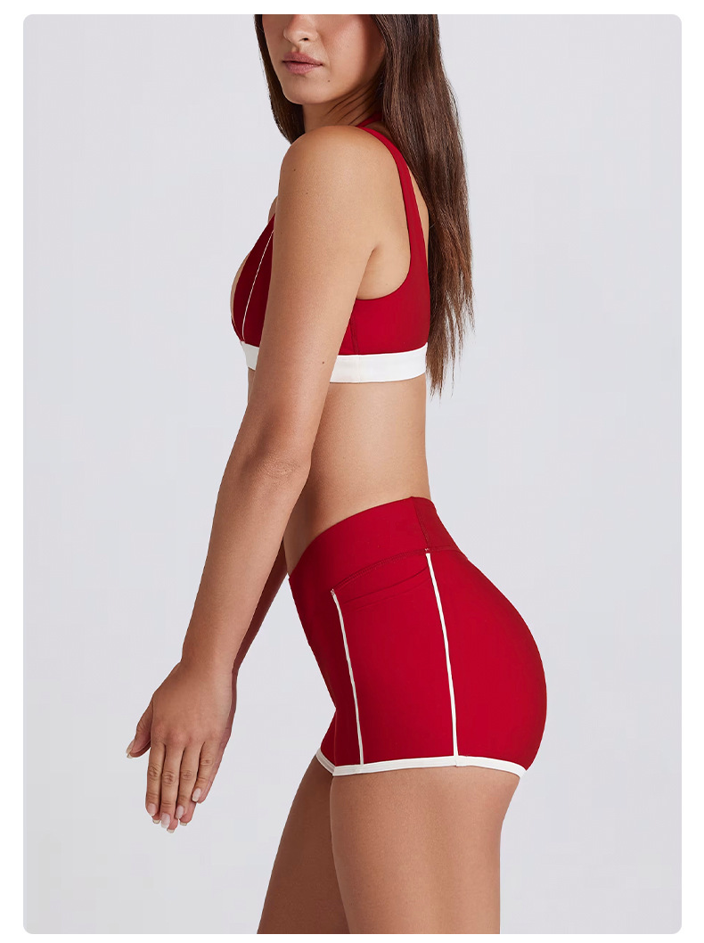 Casual Slim-Fit Color-Block Striped Yoga Shorts SKL-QY-K4598