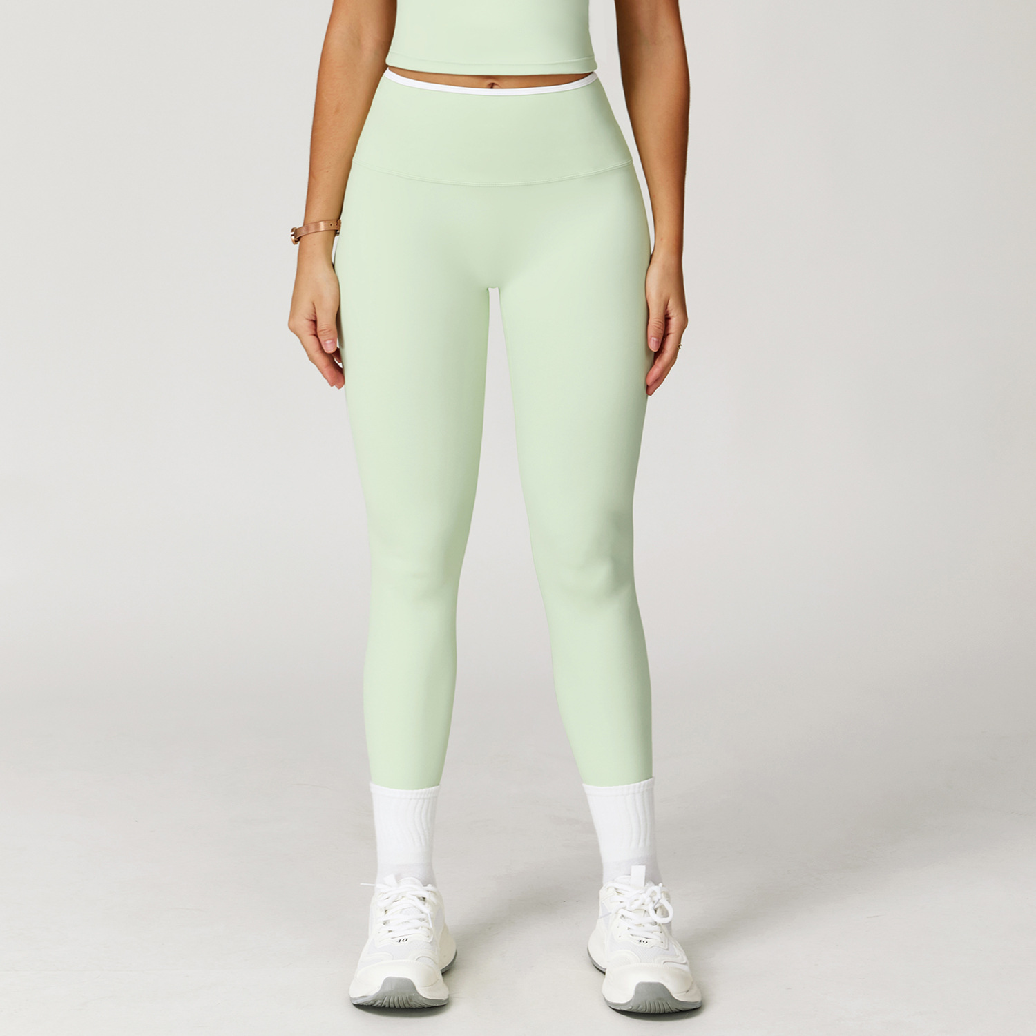 High-Waist Color Block Quick-Dry Fitted Sports Leggings 9238