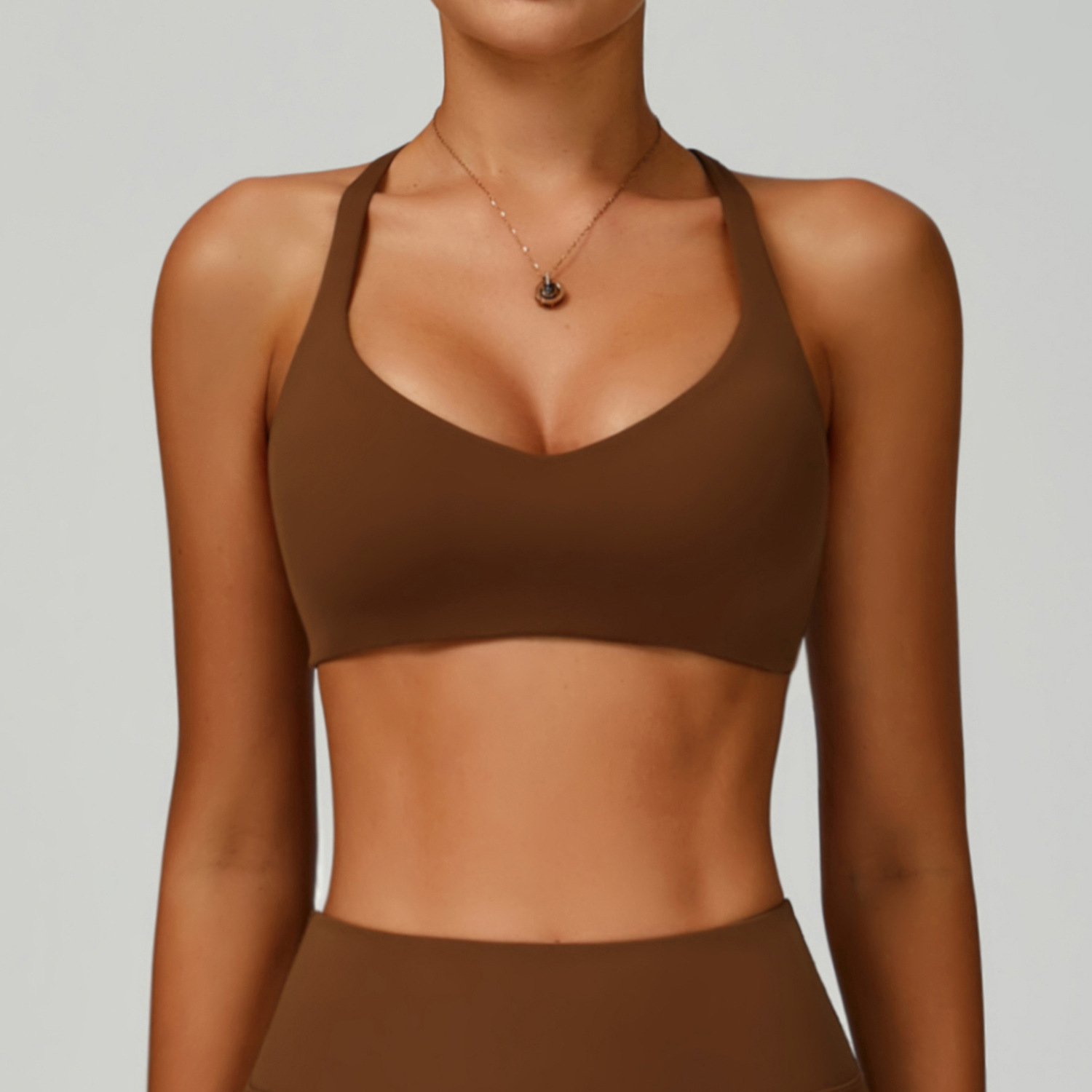 Hollow-Out Back Fitted Yoga Bra 2029