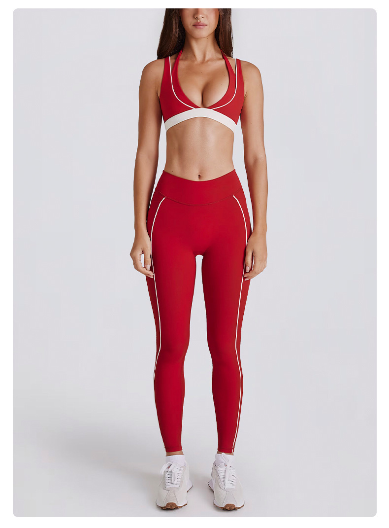 Casual Slim-Fit Color-Block Striped Yoga Pants SKL-QY-K4600