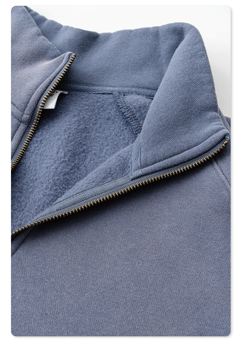 Half Zip Stand Collar Fleece Lined Hoodie BEW2430