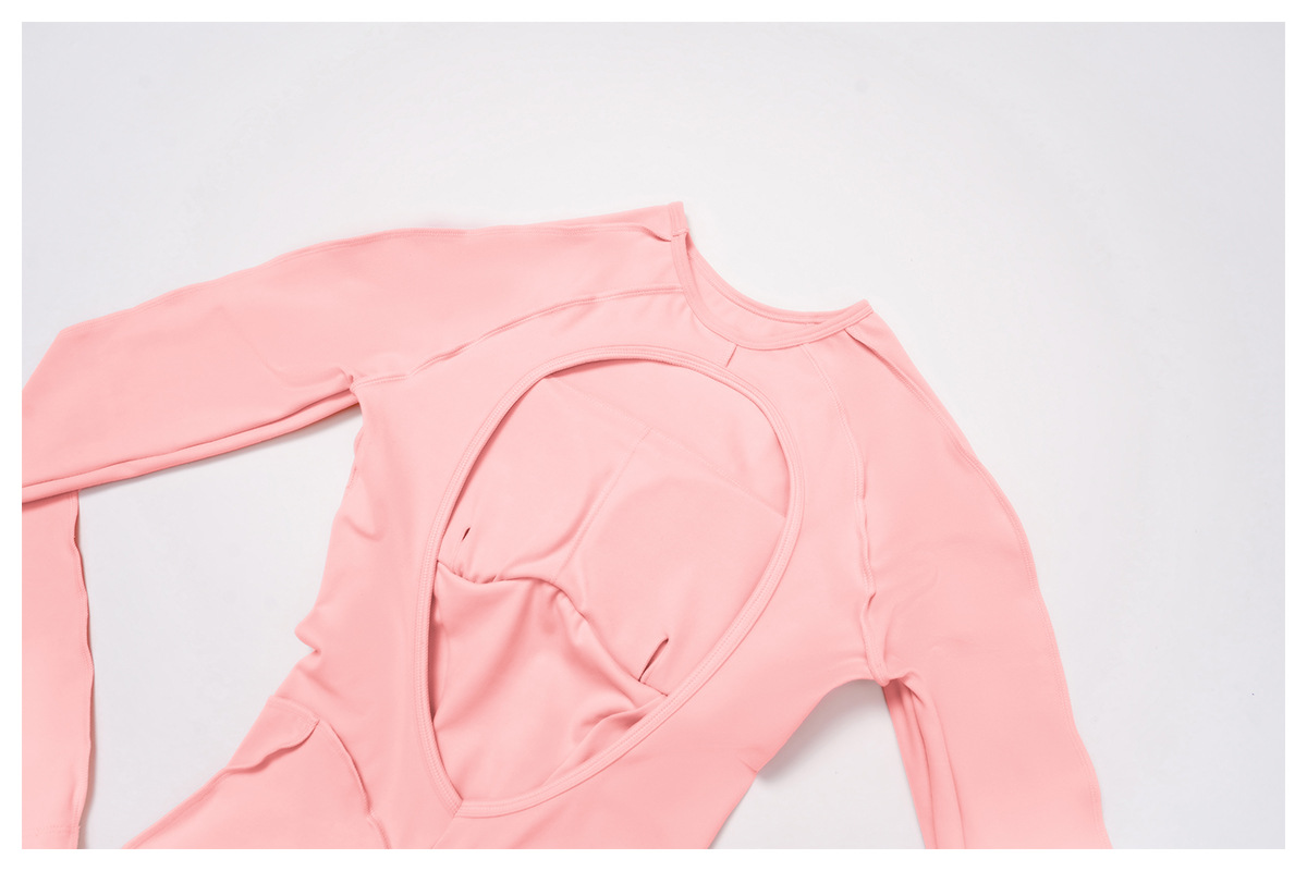 Brushed Hollow-Out Back Yoga Bodysuit 9319