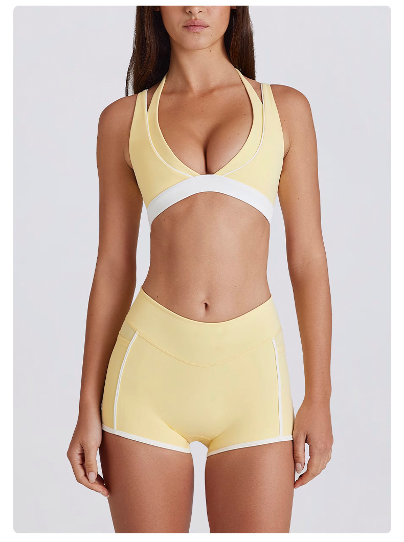 Casual Slim-Fit Color-Block Striped Yoga Shorts SKL-QY-K4598