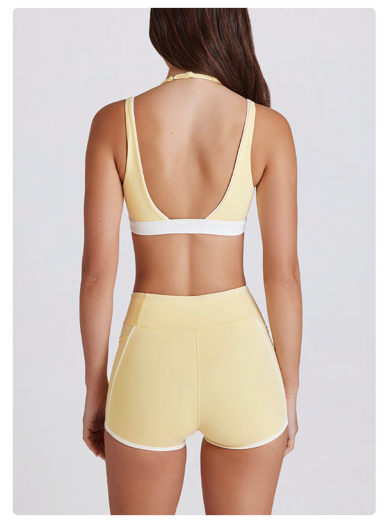 Casual Slim-Fit Color-Block Striped Yoga Shorts SKL-QY-K4598