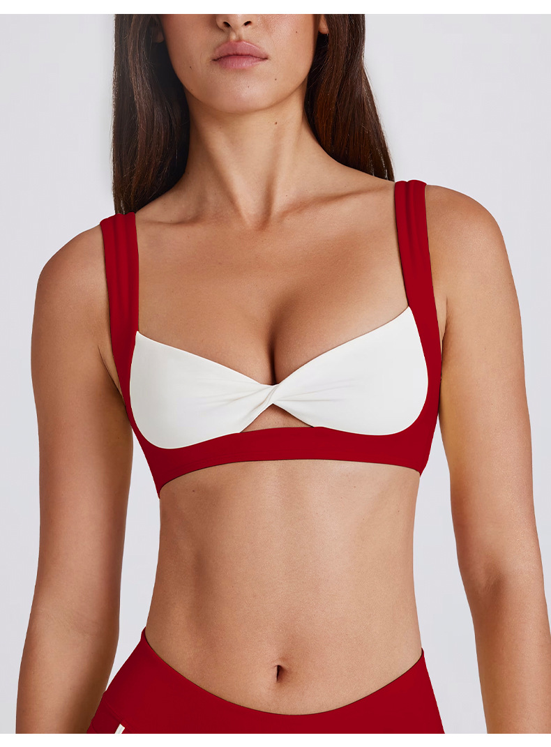 Detachable Bra Seamless Color-Block Bra Twist Camisole Beauty Back Sports Underwear for Running and Yoga SKL-QY-B6538
