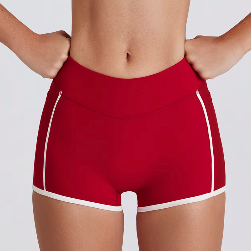 Casual Slim-Fit Color-Block Striped Yoga Shorts SKL-QY-K4598