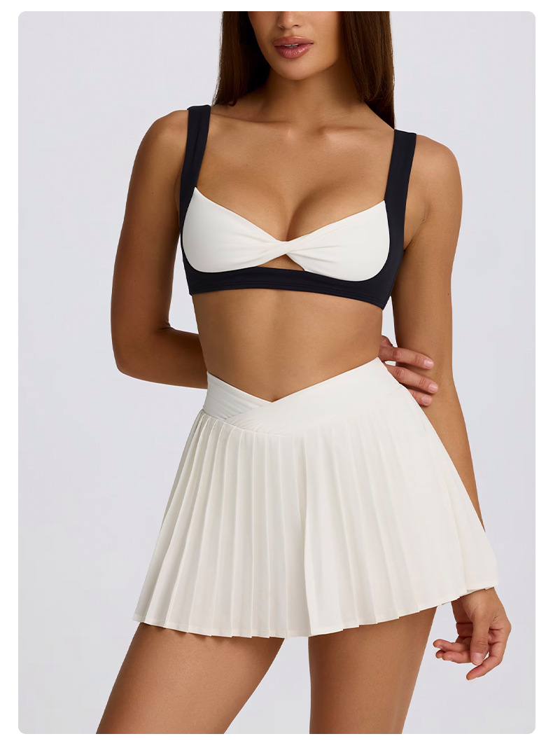 Casual Pleated Skirt Breathable Two-in-One High-Waist Fitness Short Skirt SKL-QY-K6539