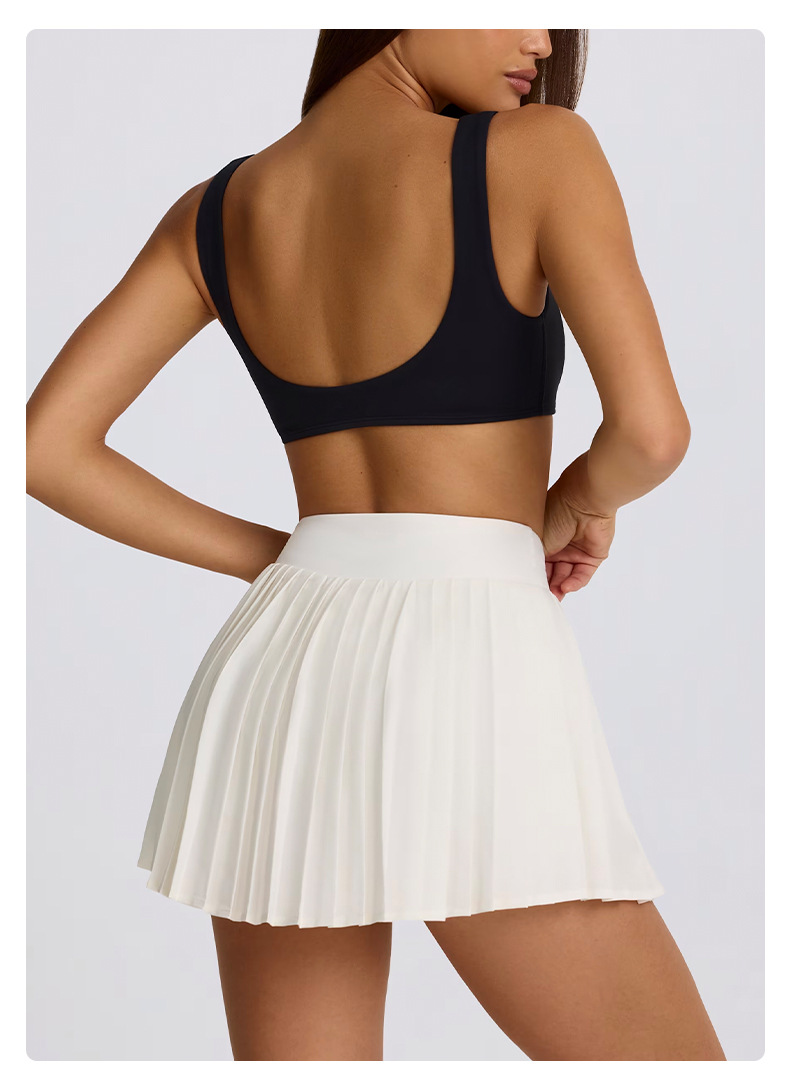 Detachable Bra Color-Block Bra Twist Camisole Casual Pleated Skirt Set SKL-QY-B6538+K6539