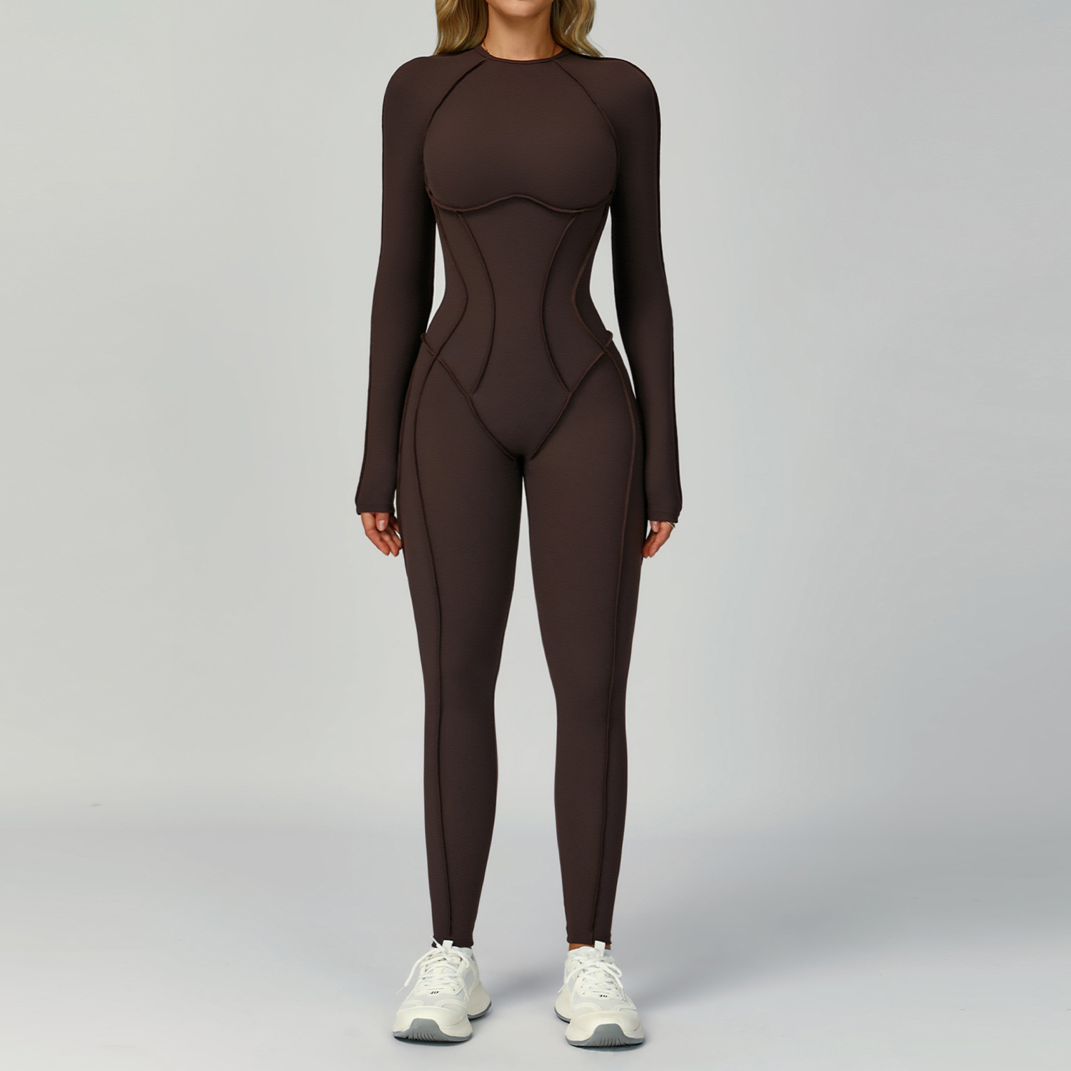 Brushed Hollow-Out Back Yoga Bodysuit 9319