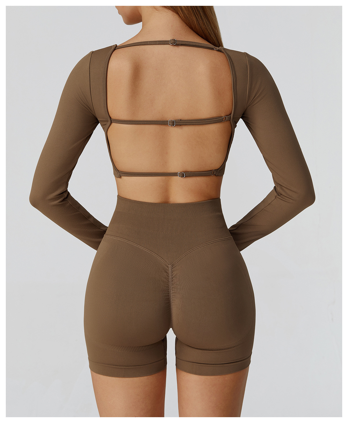 Seamless Hollow-Out Back Yoga Long Sleeve 7026