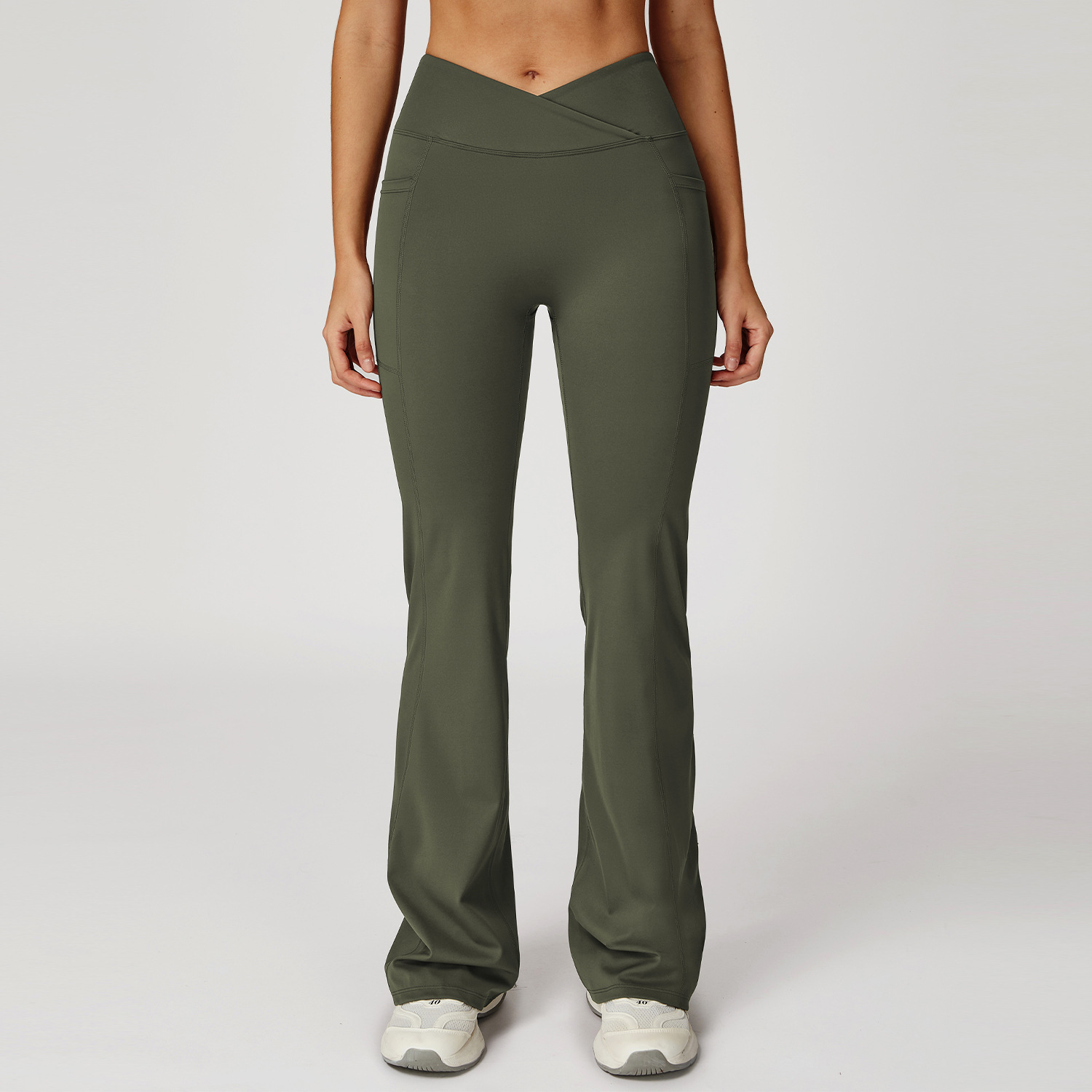 Crisscross Waist Wide-Leg Flare Pants 2030-2