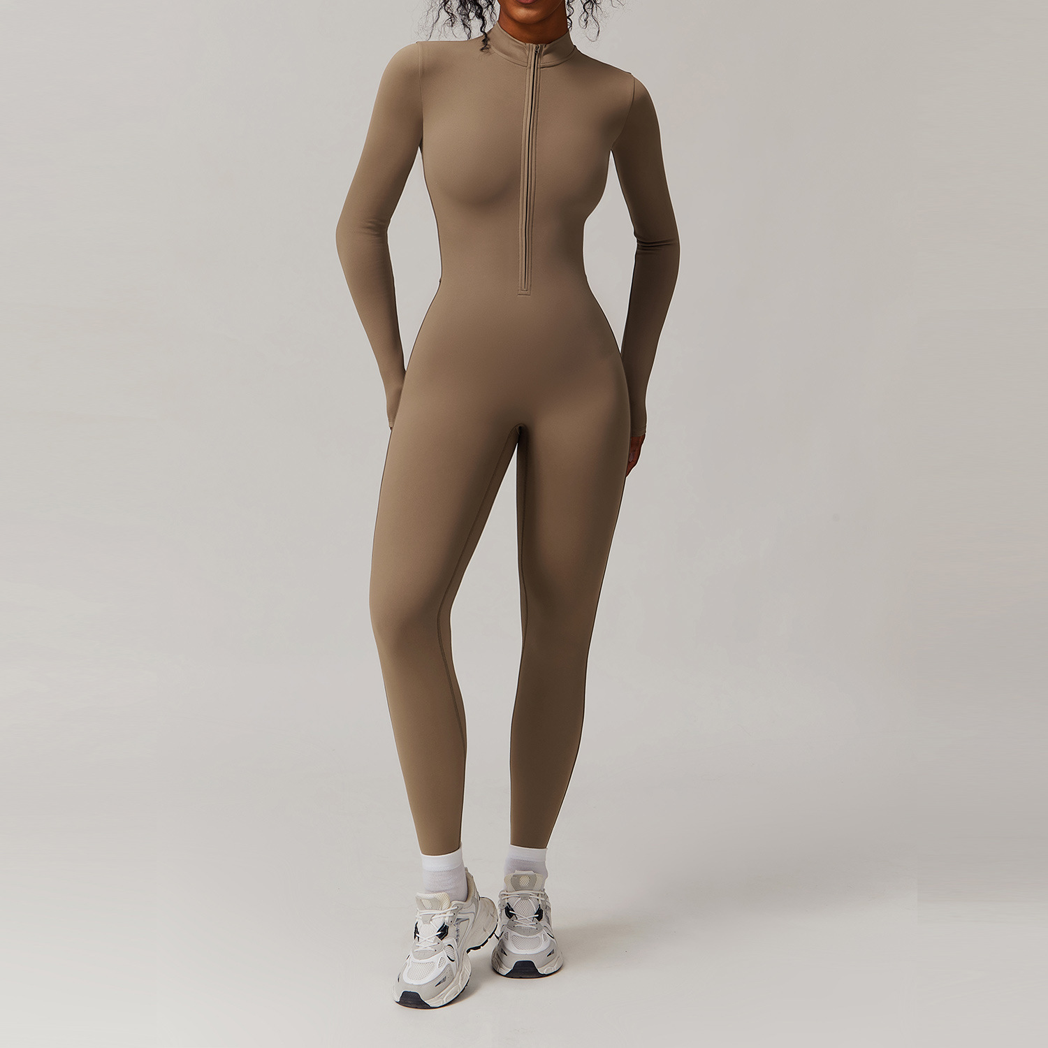 Winter & Autumn Tight Fleece-Lined Yoga Bodysuit 8445
