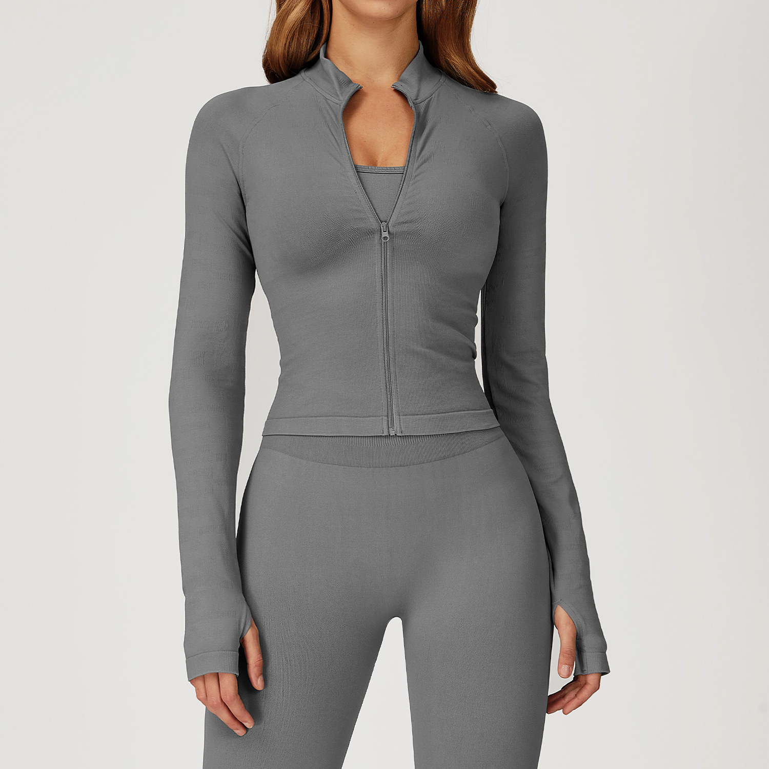 Seamless Stand Collar Zipper Windproof Yoga Jacket 4513