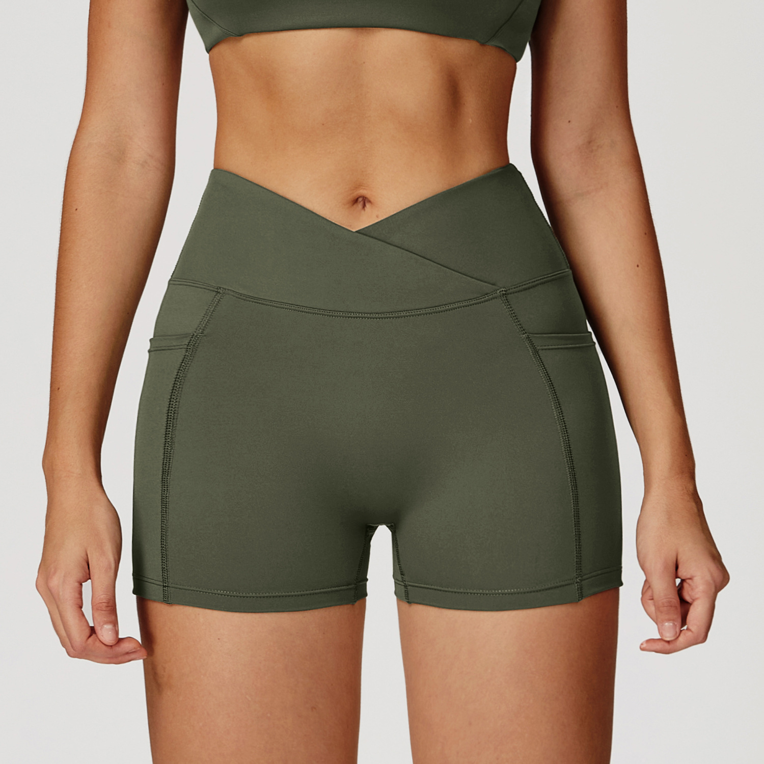 High-Waist Crisscross Waist Yoga Shorts 2030