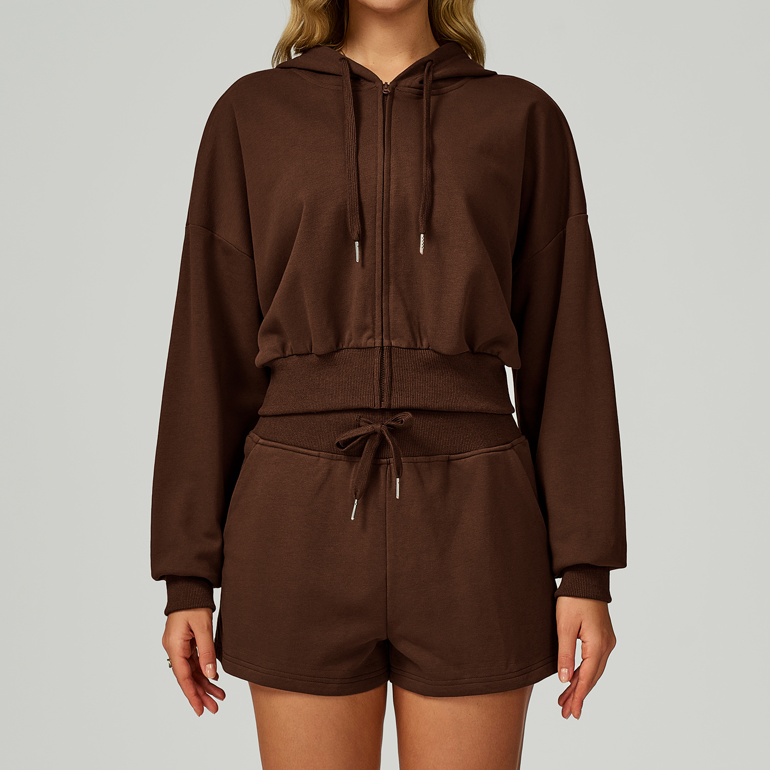 Zipper Hooded Long-Sleeve Sweatshirt 2030 