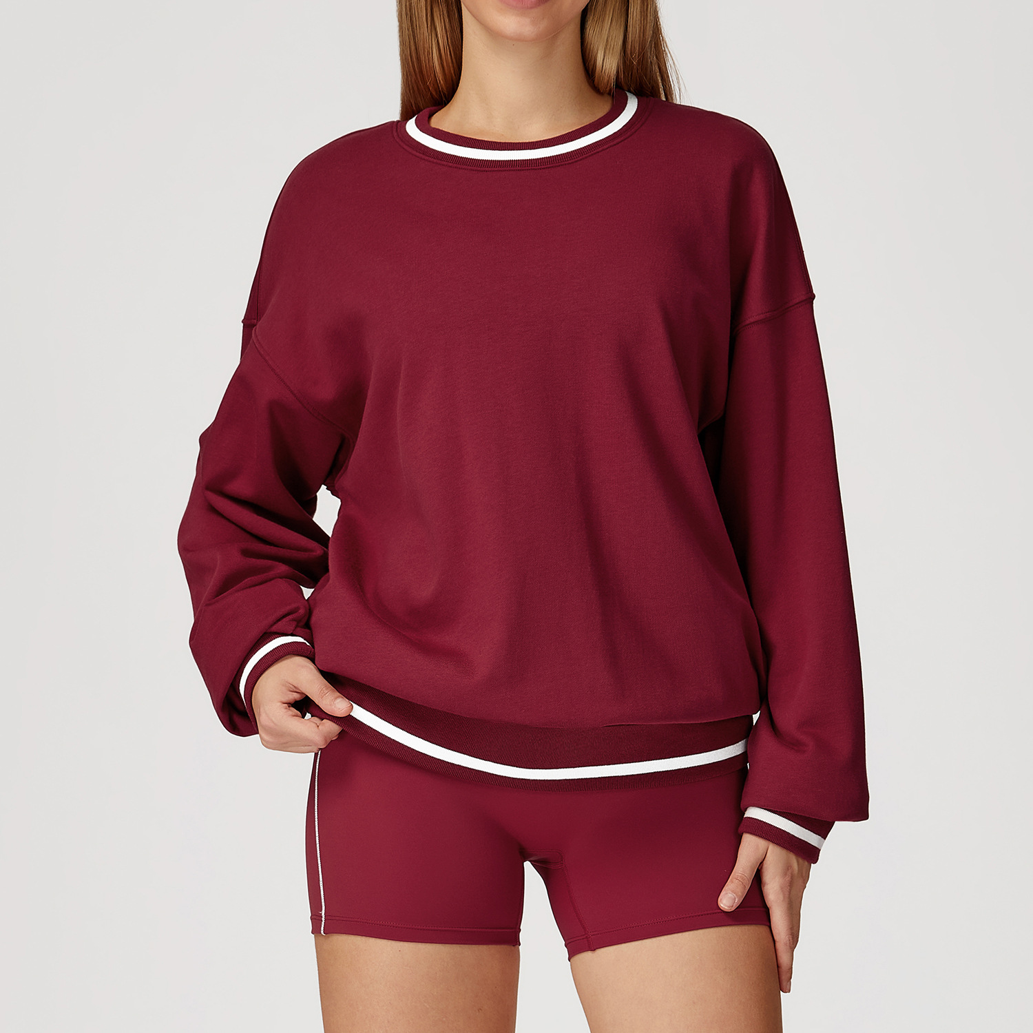 Loose Crew Neck Long-Sleeve Sweatshirt 7028
