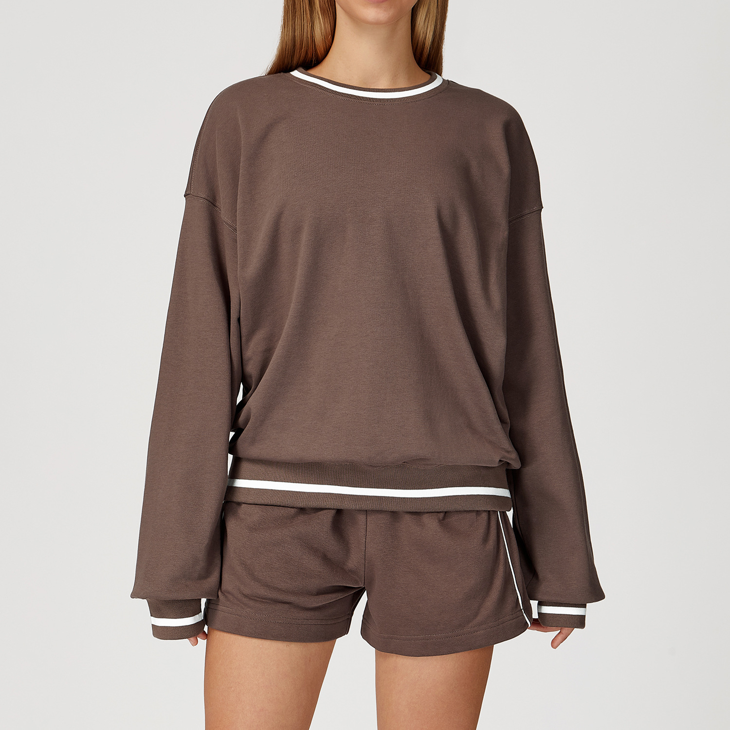 Loose Crew Neck Long-Sleeve Sweatshirt 7028