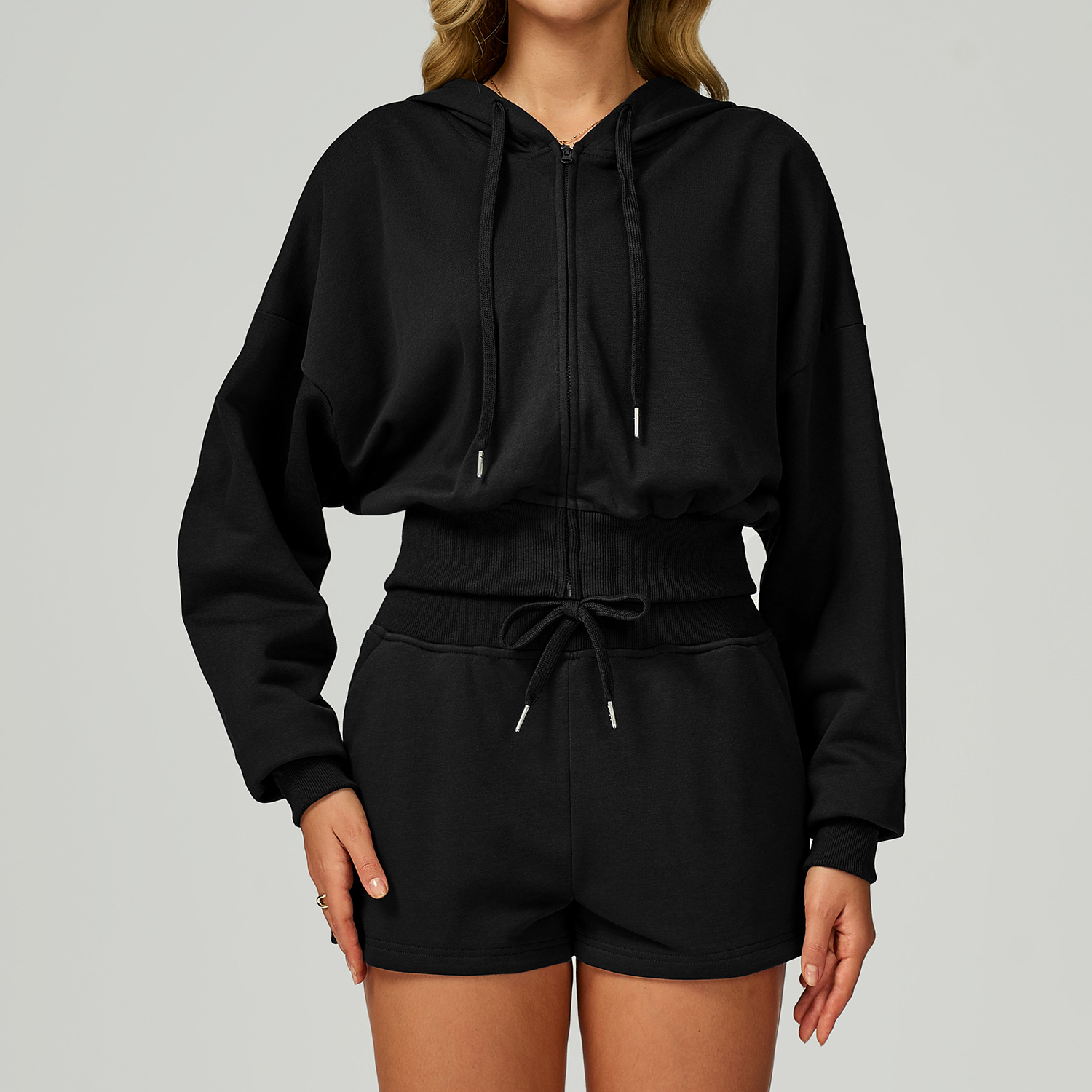 Zipper Hooded Long-Sleeve Sweatshirt 2030 