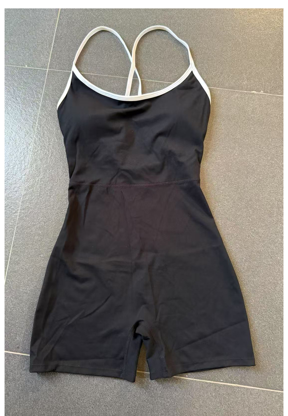 Color Block Cross-Strap Yoga Bodysuit  1091