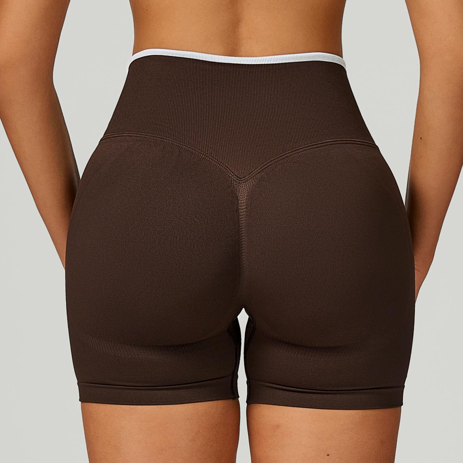 Seamless Color Block High-Waisted Yoga Shorts 9245