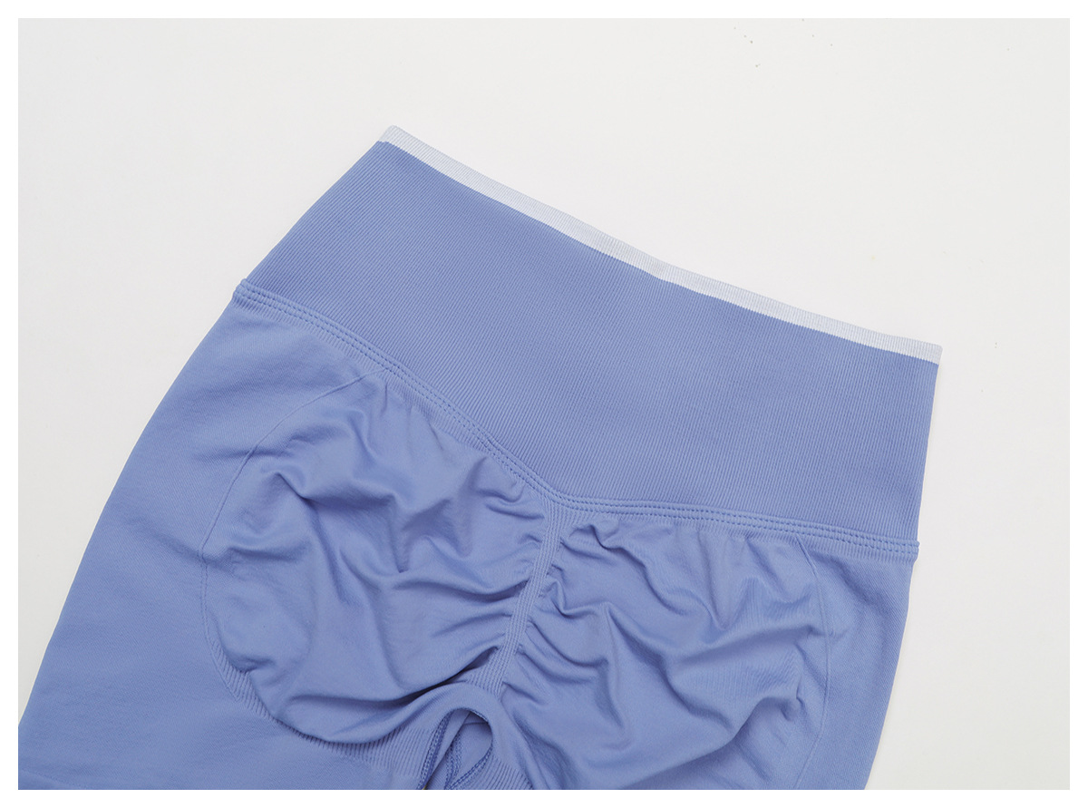 Seamless Color Block High-Waisted Yoga Shorts 9245
