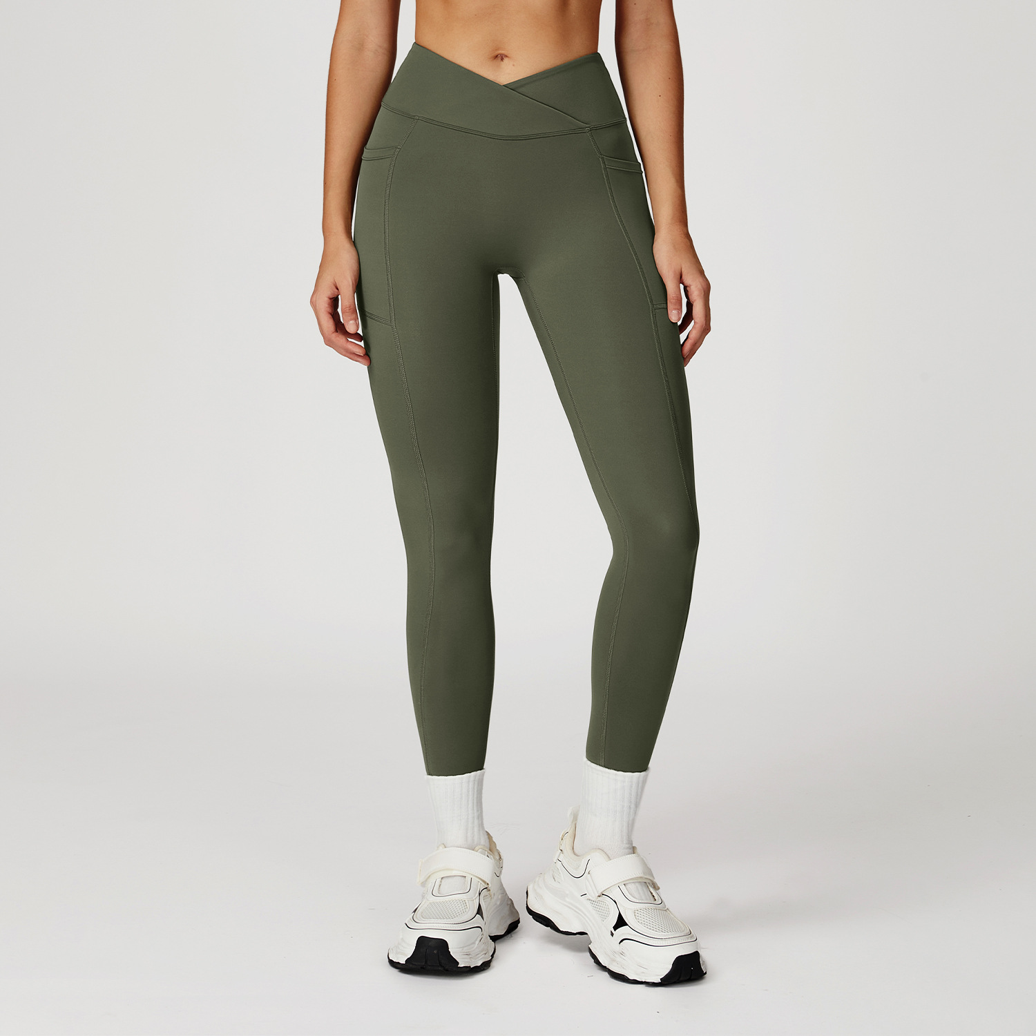 High-Waist Crisscross Waist Yoga Pants 2030-1
