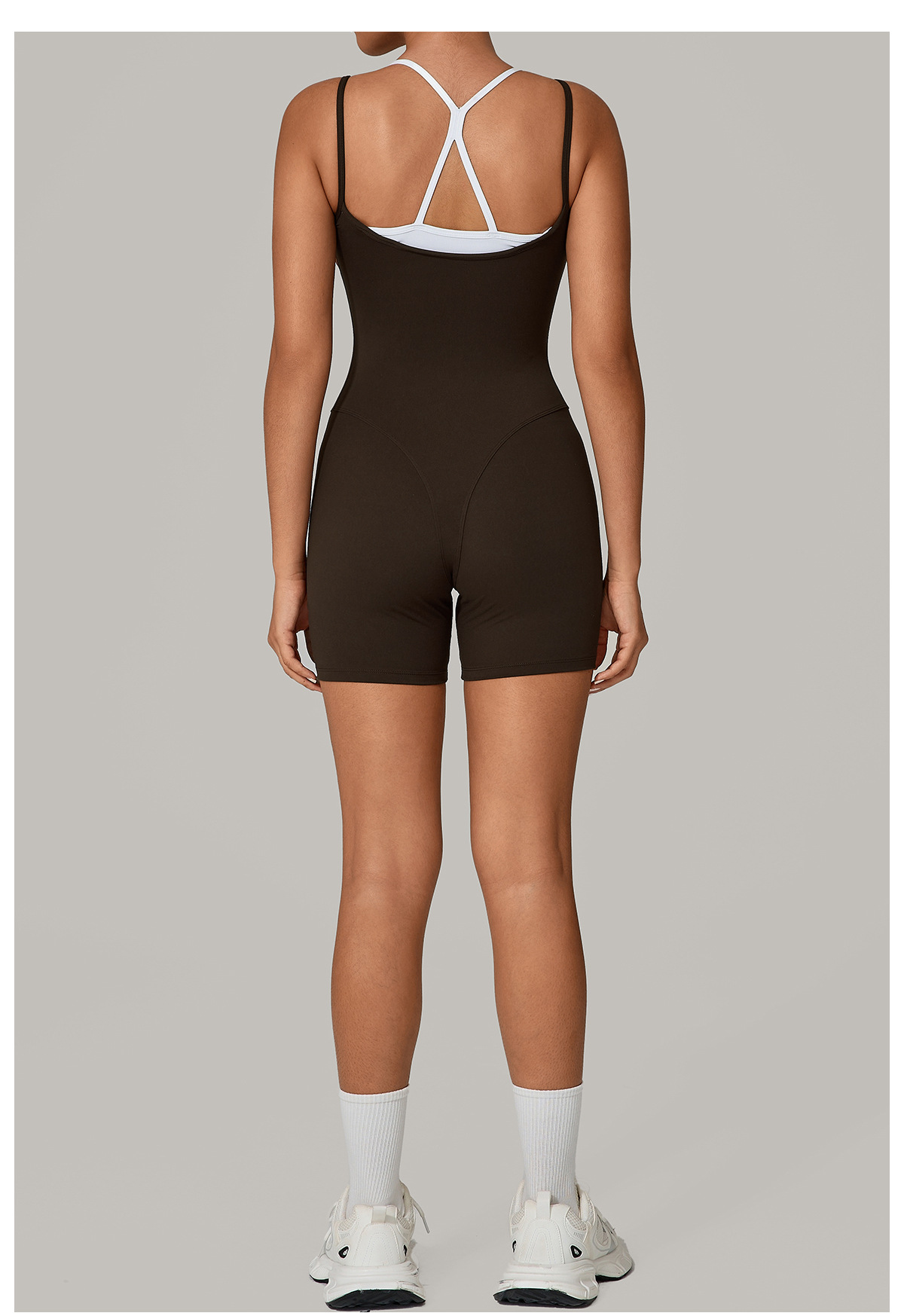 Two-Piece Look Color Block Camisole Gym Bodysuit 0627