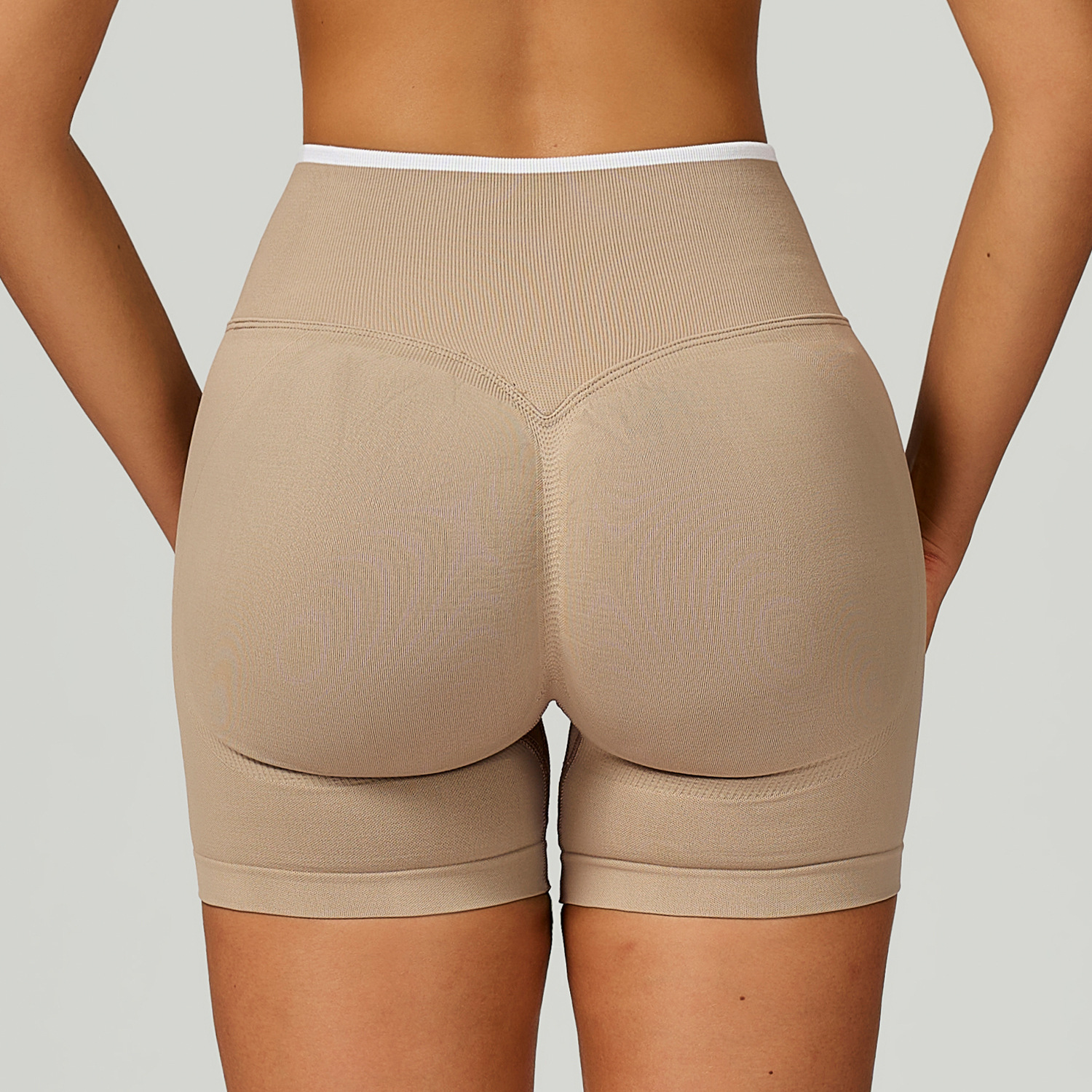 Seamless Color Block High-Waisted Yoga Shorts 9245