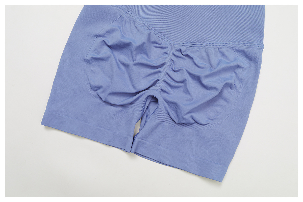 Seamless Color Block High-Waisted Yoga Shorts 9245