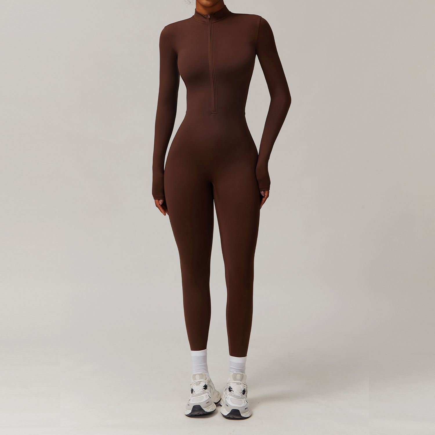 Winter & Autumn Tight Fleece-Lined Yoga Bodysuit 8445