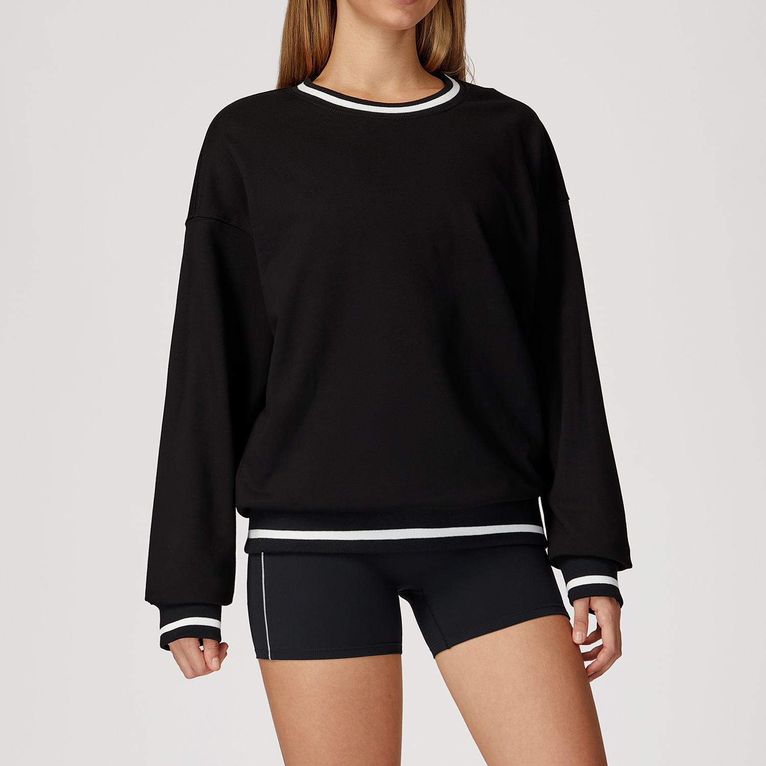 Loose Crew Neck Long-Sleeve Sweatshirt 7028