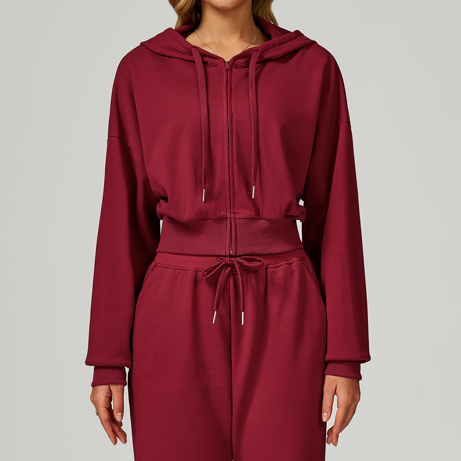Zipper Hooded Long-Sleeve Sweatshirt 2030 