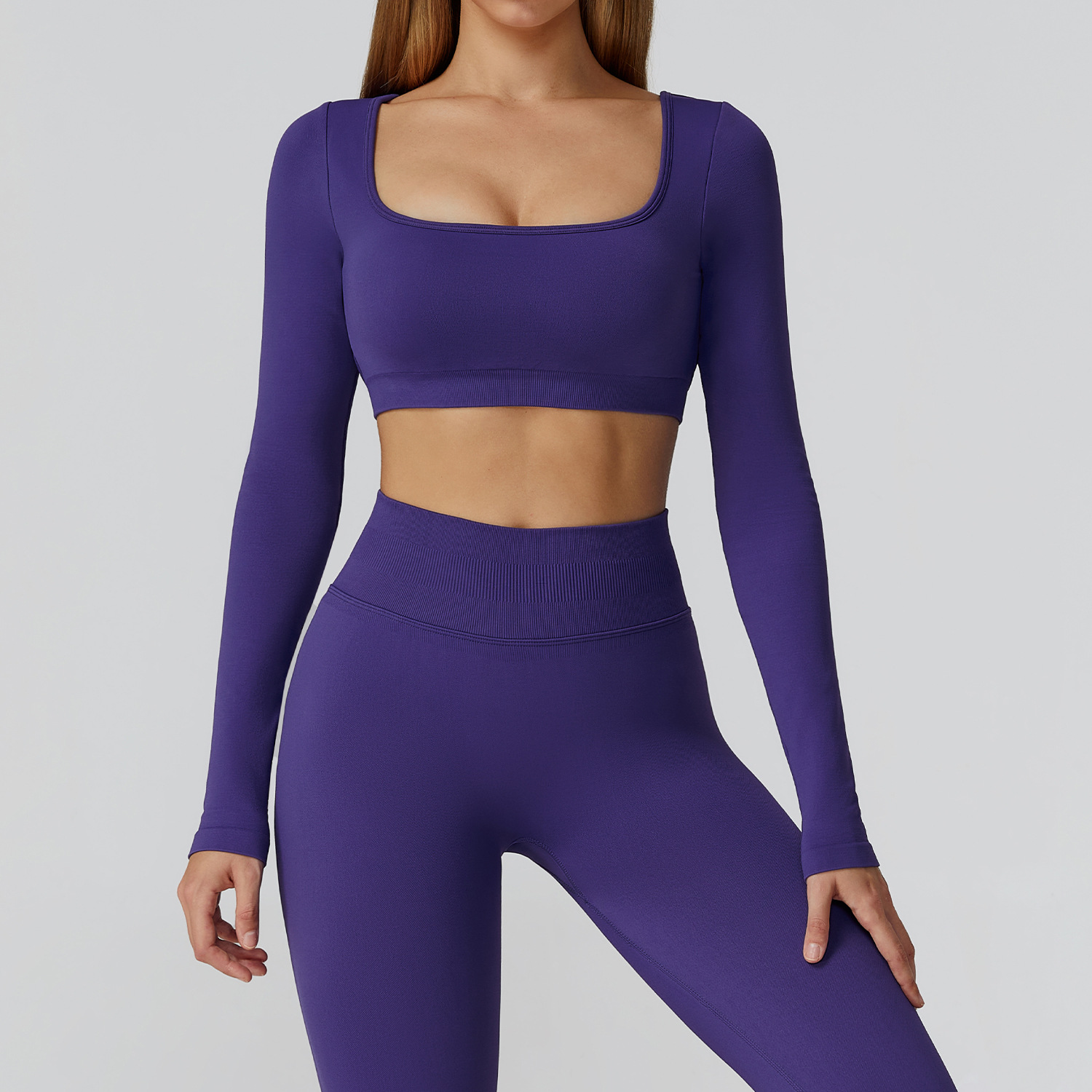 Seamless Hollow-Out Back Yoga Long Sleeve 7026