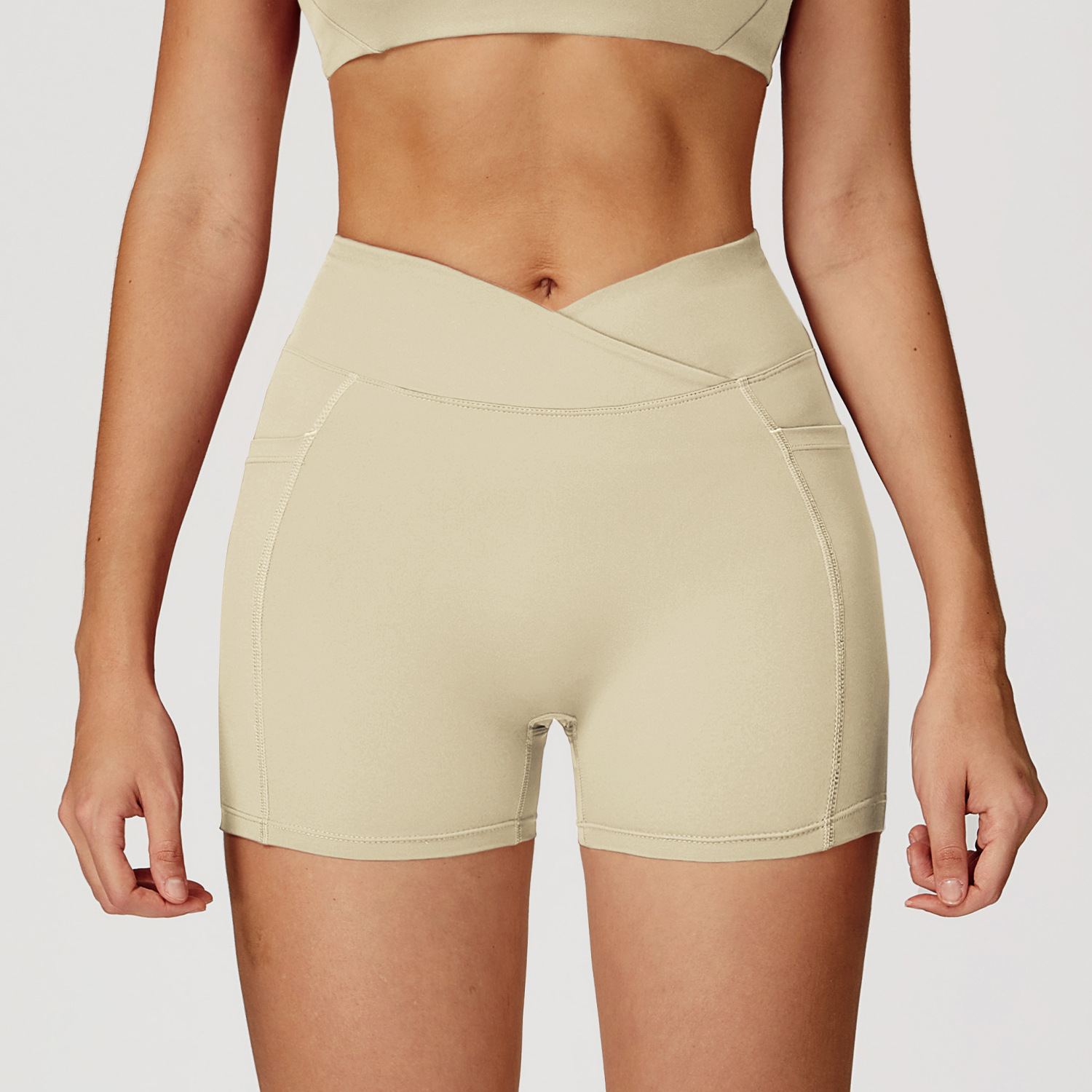 High-Waist Crisscross Waist Yoga Shorts 2030