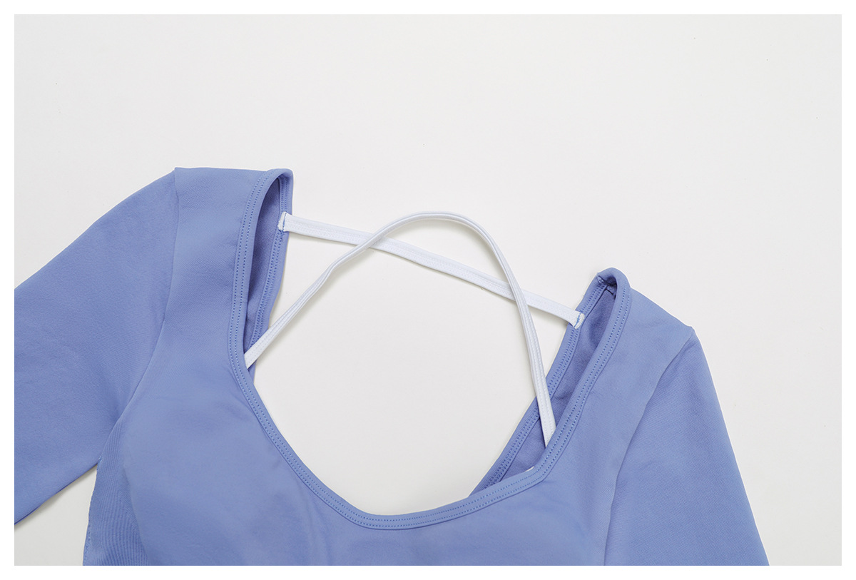 Seamless Color Block Two-Piece Look Yoga T-Shirt 9245
