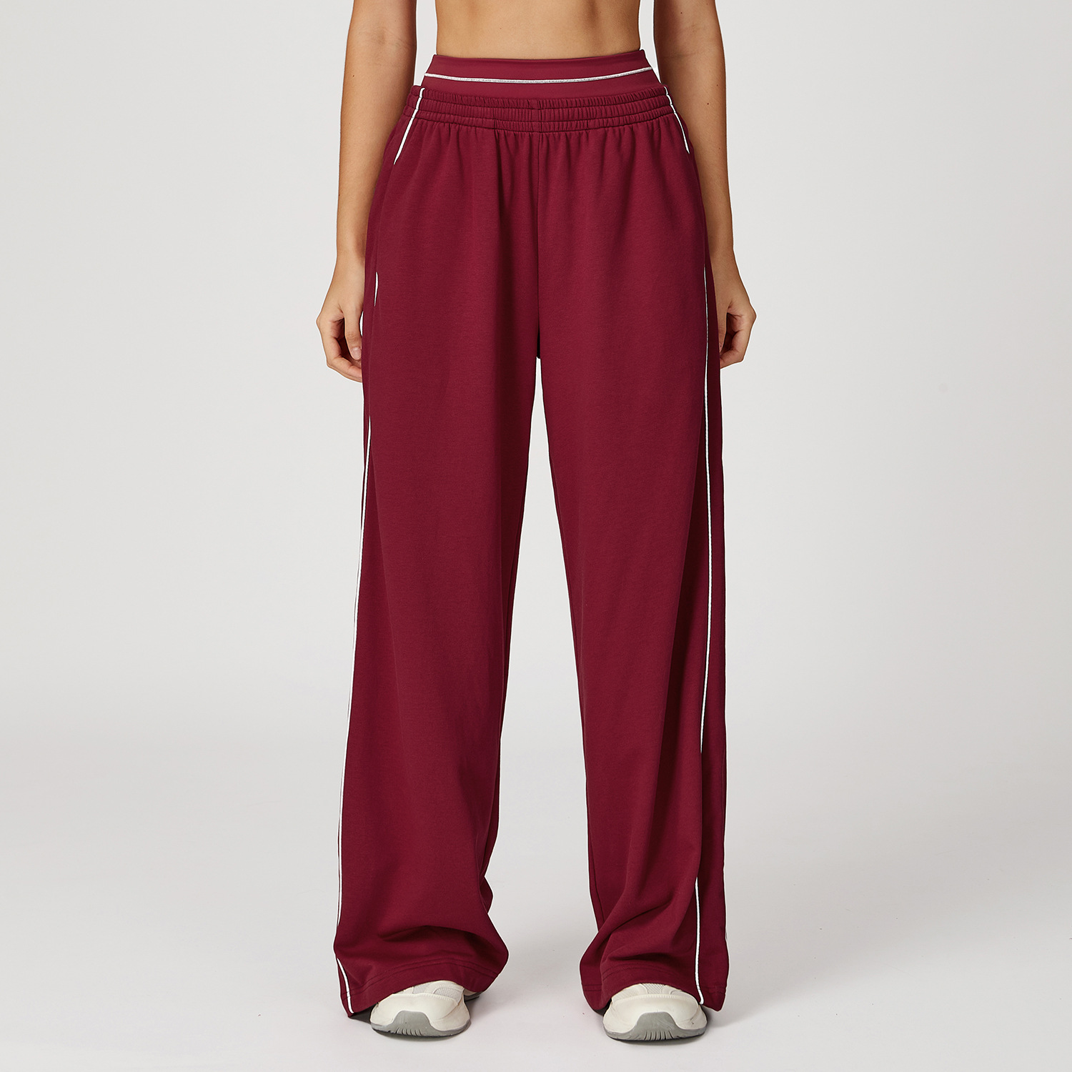 High-Waisted Straight-Leg Sweatpants 7028-1