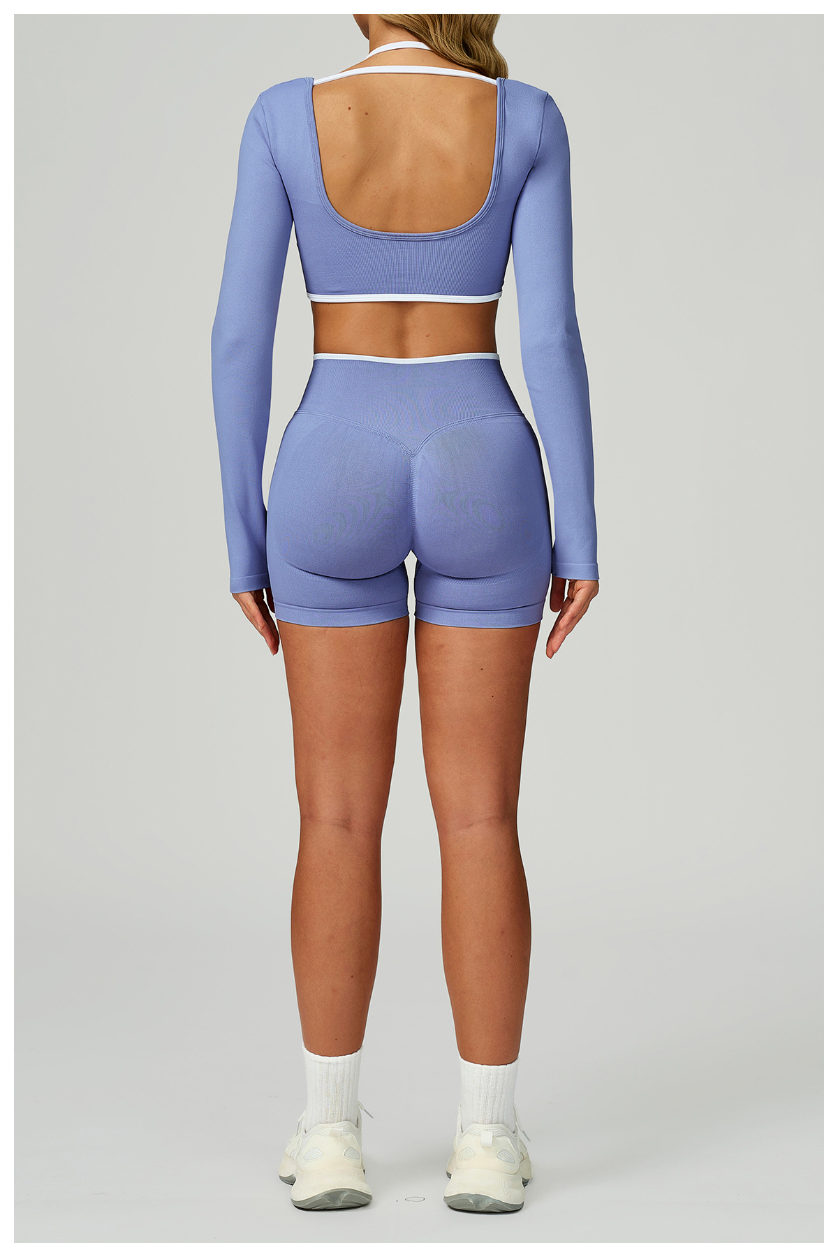 Seamless Color Block Two-Piece Look Yoga T-Shirt 9245
