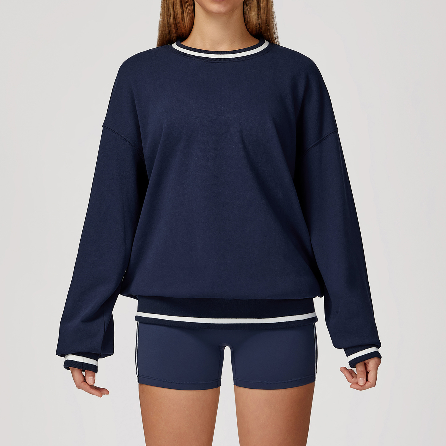 Loose Crew Neck Long-Sleeve Sweatshirt 7028