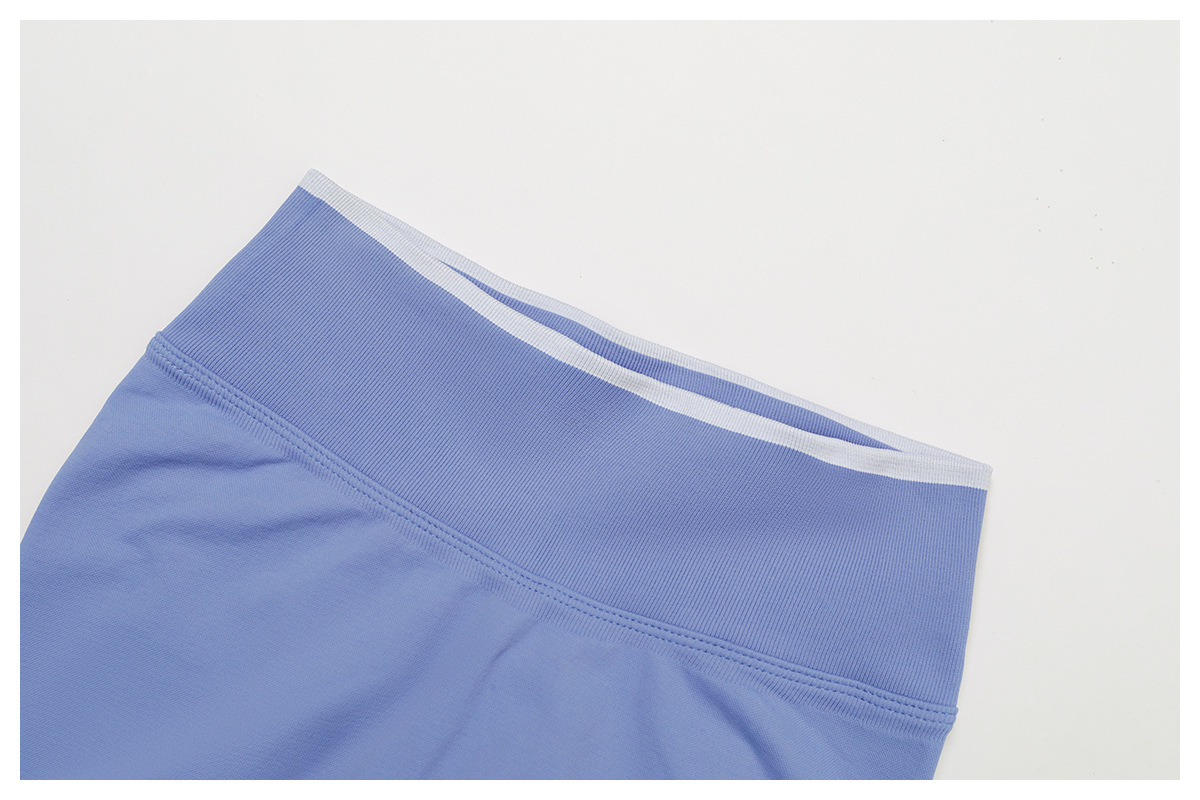 Seamless Color Block High-Waisted Yoga Shorts 9245