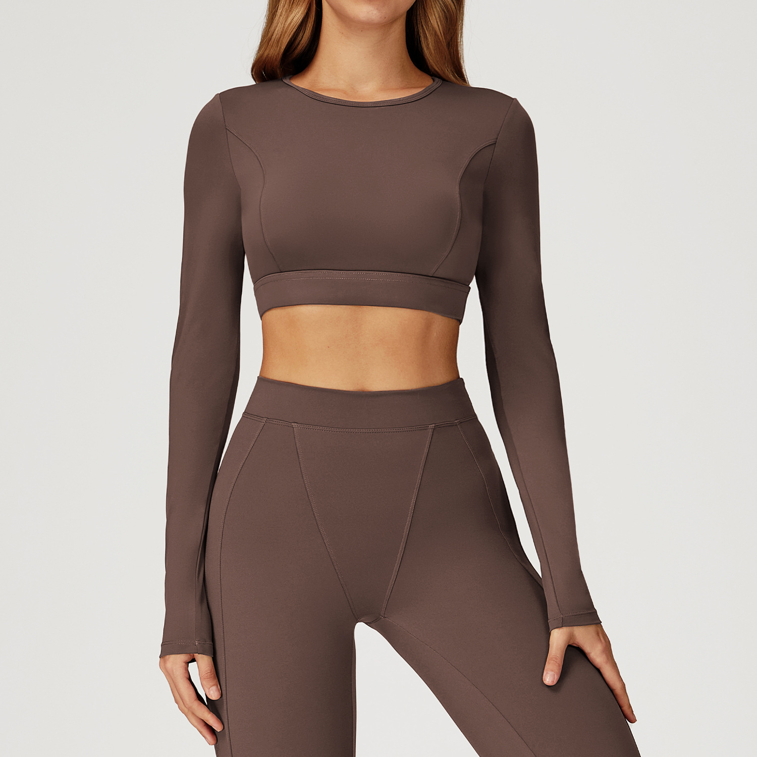 Shockproof Crew Neck Long Sleeve Yoga Top 4509