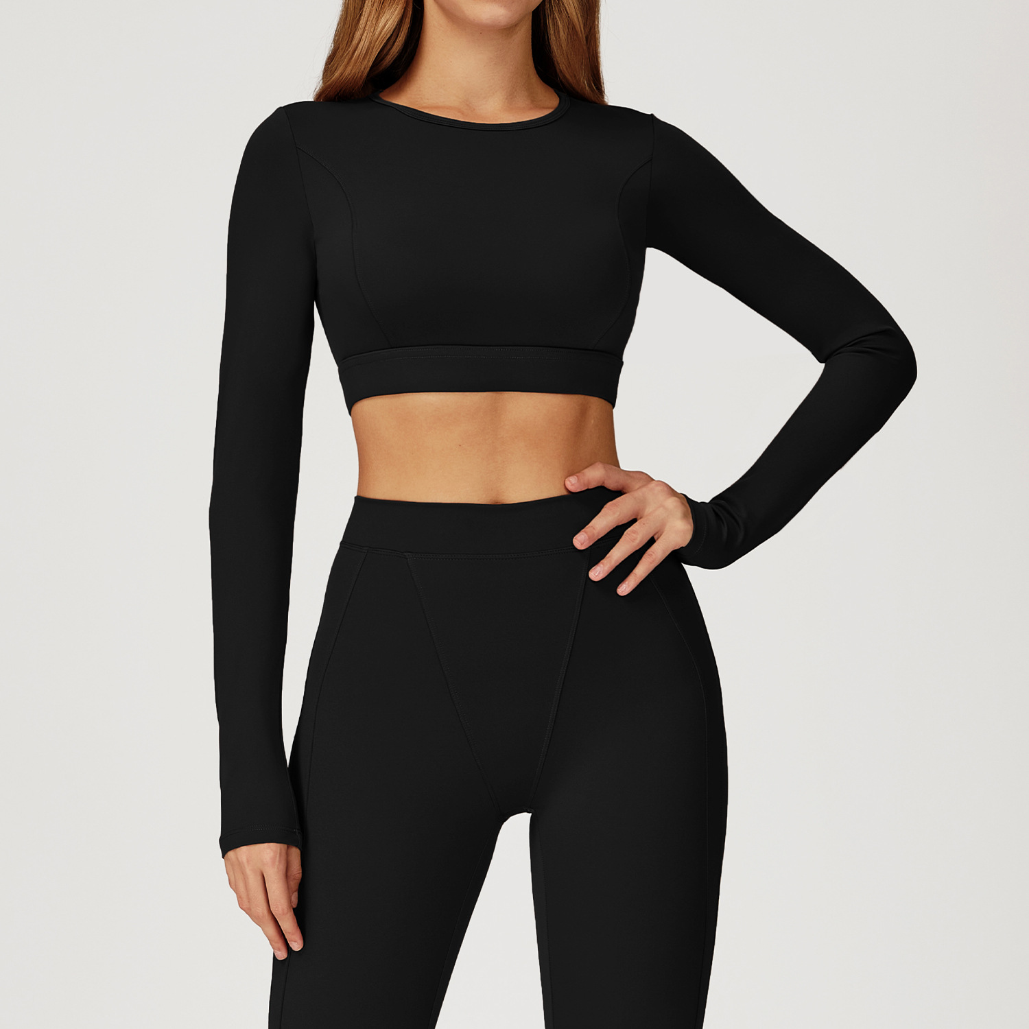 Shockproof Crew Neck Long Sleeve Yoga Top 4509