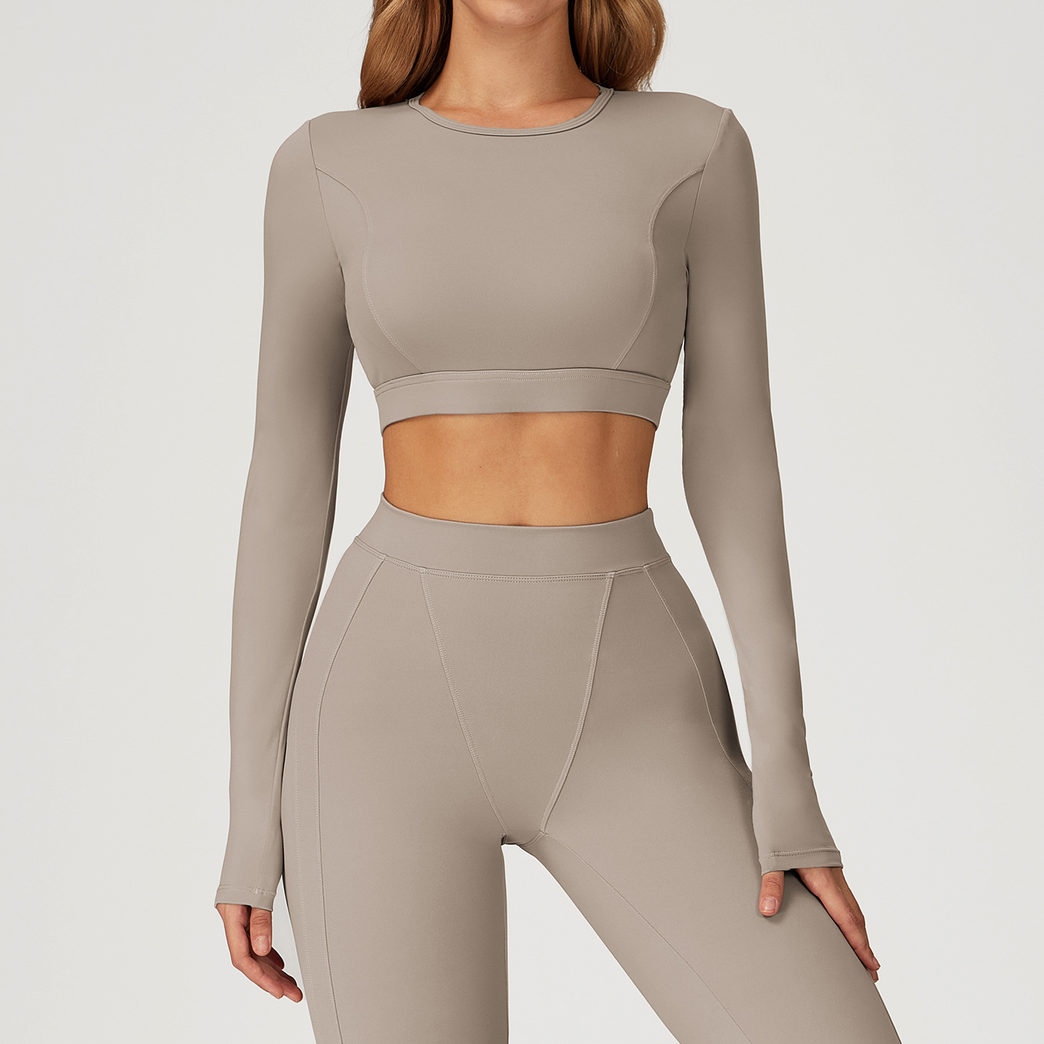 Shockproof Crew Neck Long Sleeve Yoga Top 4509